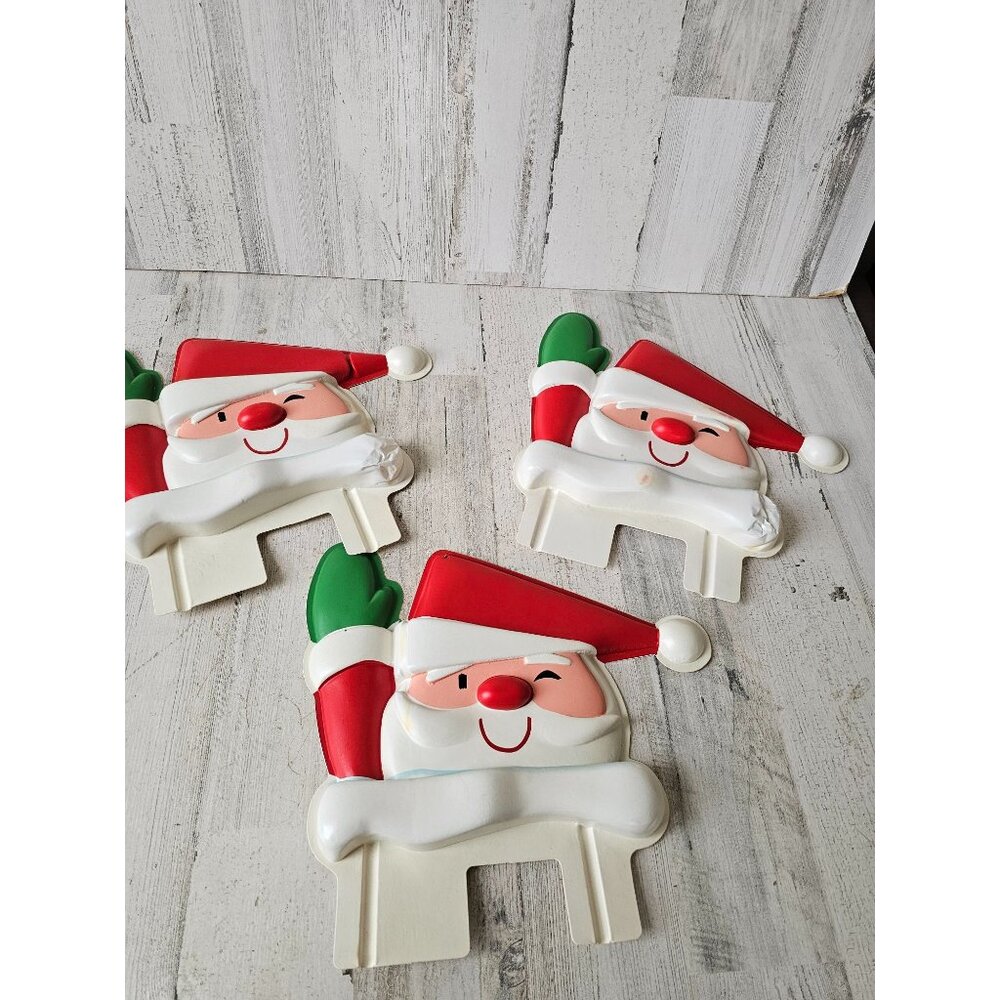 Vintage plastic Santa hat lawn decor unique‎ set of three